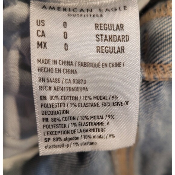 American Eagle Mom Straight Jeans Size 0 (24x27) Blue Medium Wash Denim Pants - Picture 4 of 7